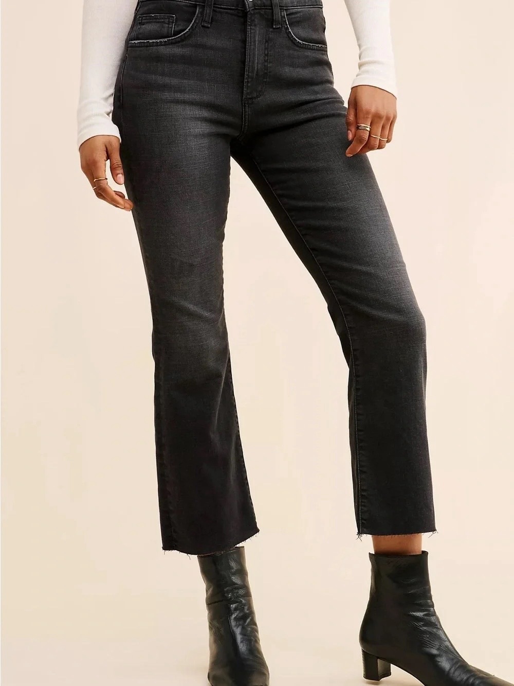 Joe'S The Callie High Rise Cropped Boot Jeans In Black Wash Size 29
